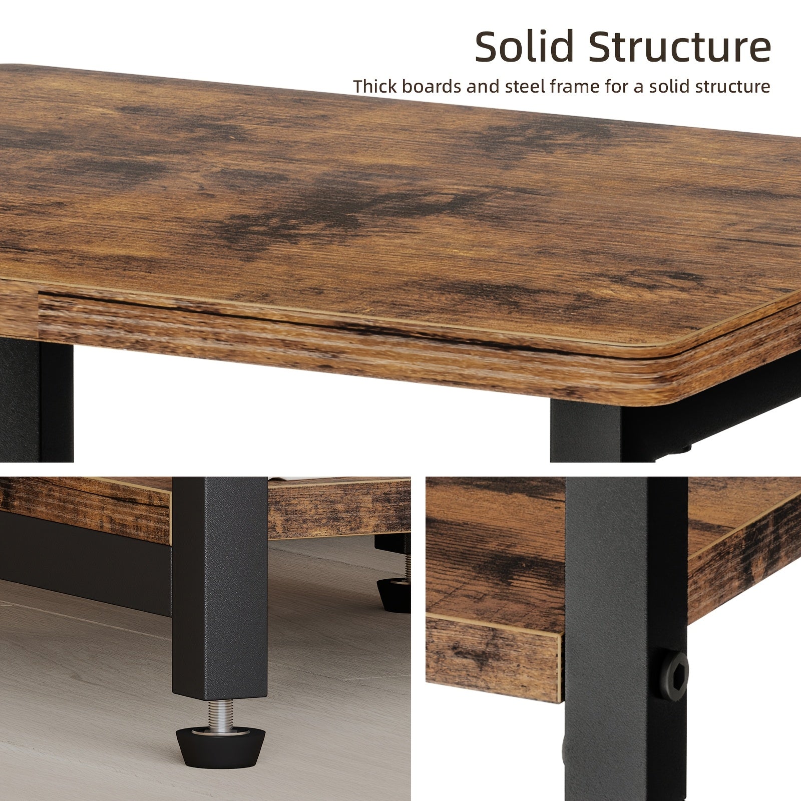 Rustic Industrial Side Table – 3-Tier Nightstand for Living Room & Bedroom