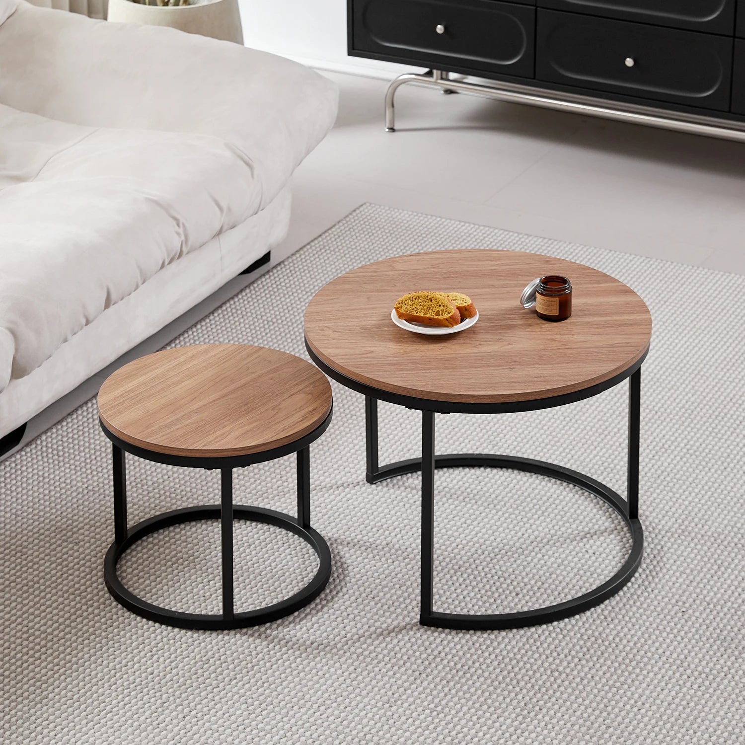 2-Piece Nordic Nesting Coffee Table Set – Modern Minimalist Living Room Tables