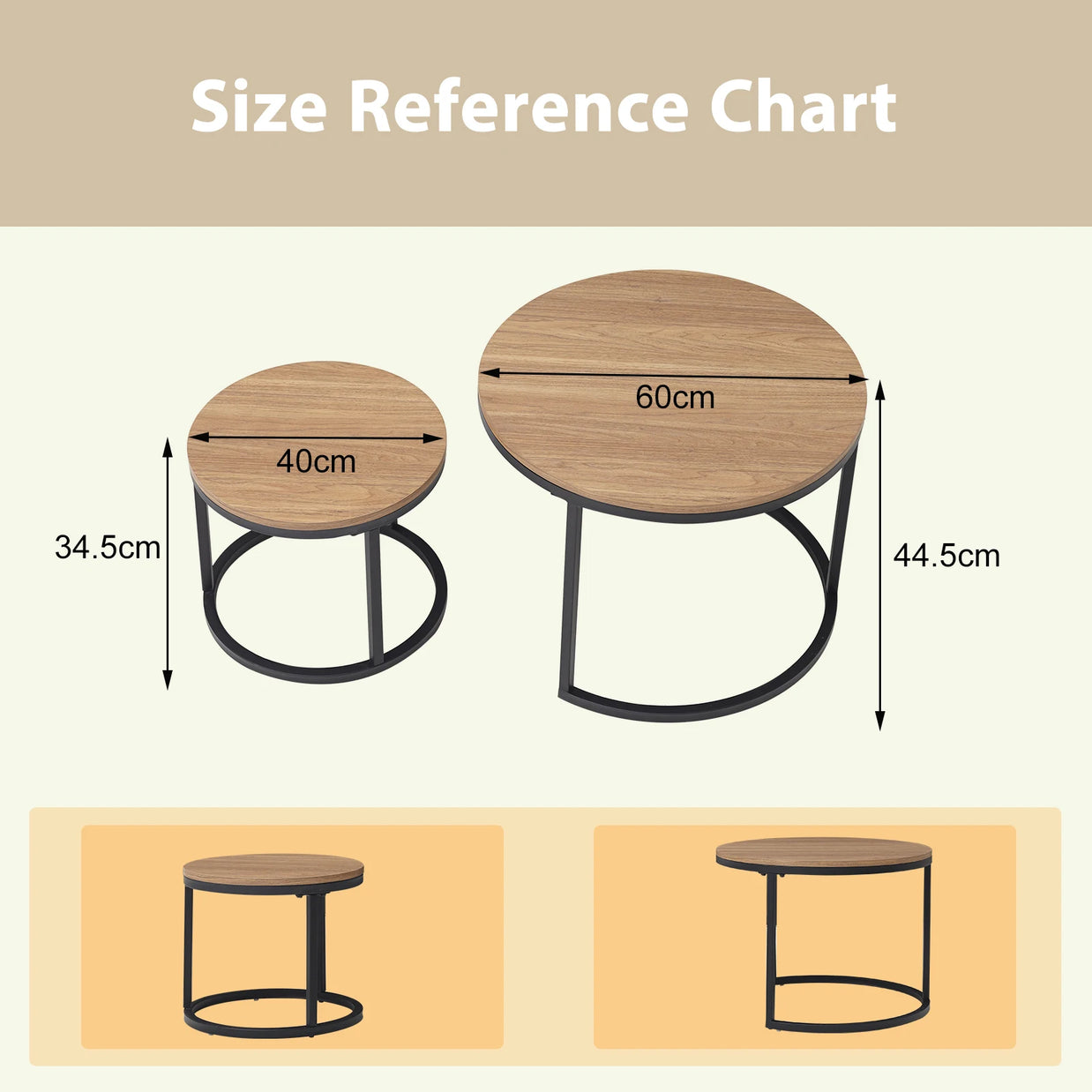 2-Piece Nordic Nesting Coffee Table Set – Modern Minimalist Living Room Tables