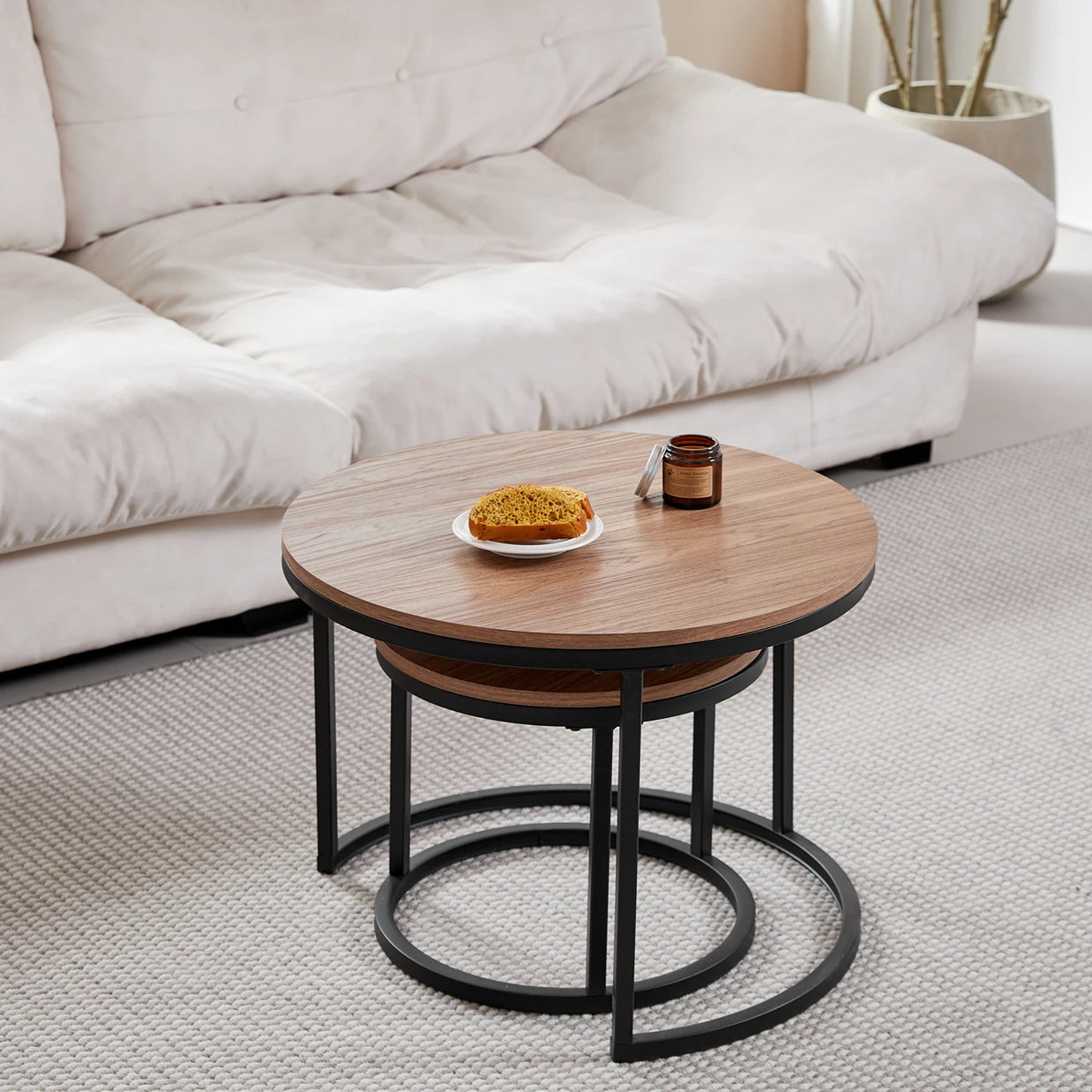 2-Piece Nordic Nesting Coffee Table Set – Modern Minimalist Living Room Tables