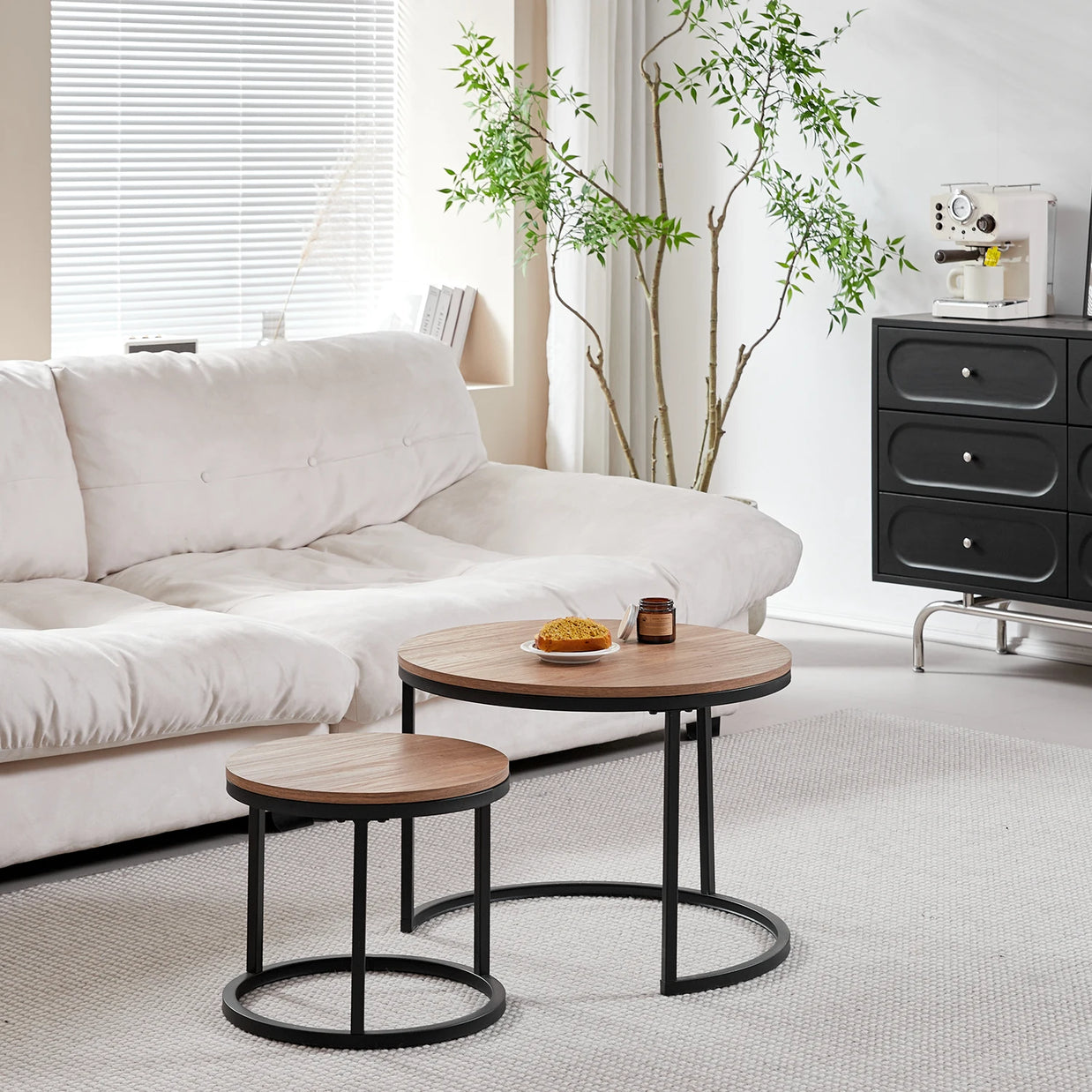 2-Piece Nordic Nesting Coffee Table Set – Modern Minimalist Living Room Tables