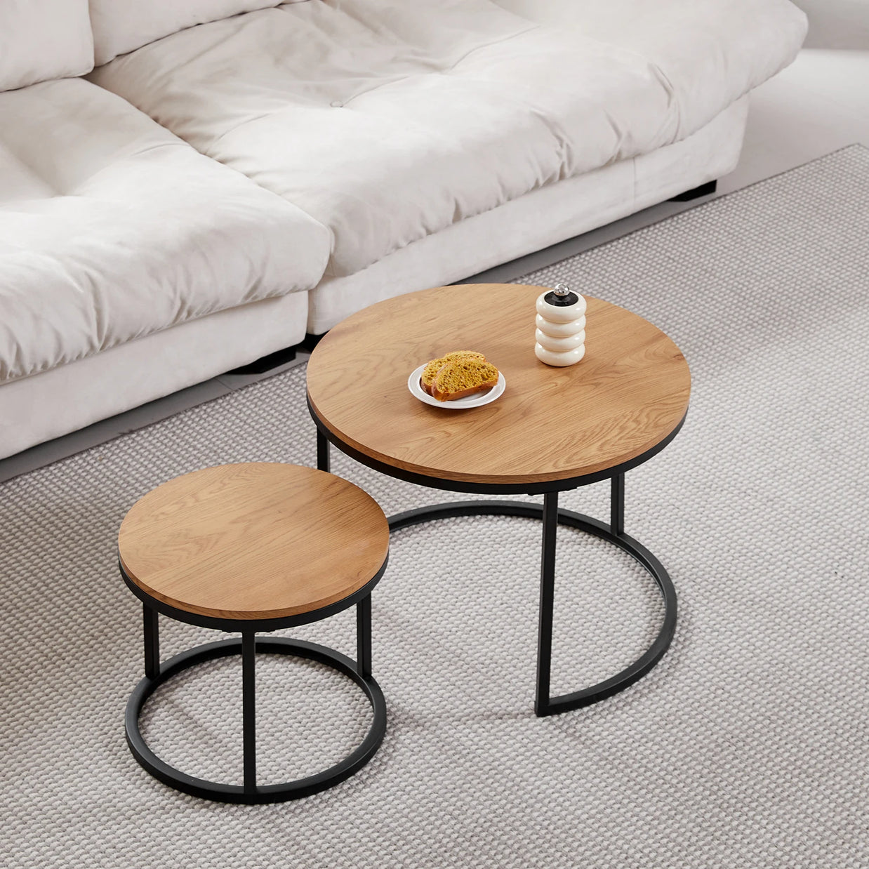 2-Piece Nordic Nesting Coffee Table Set – Modern Minimalist Living Room Tables