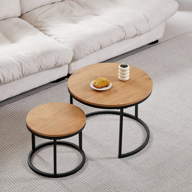 2-Piece Nordic Nesting Coffee Table Set – Modern Minimalist Living Room Tables