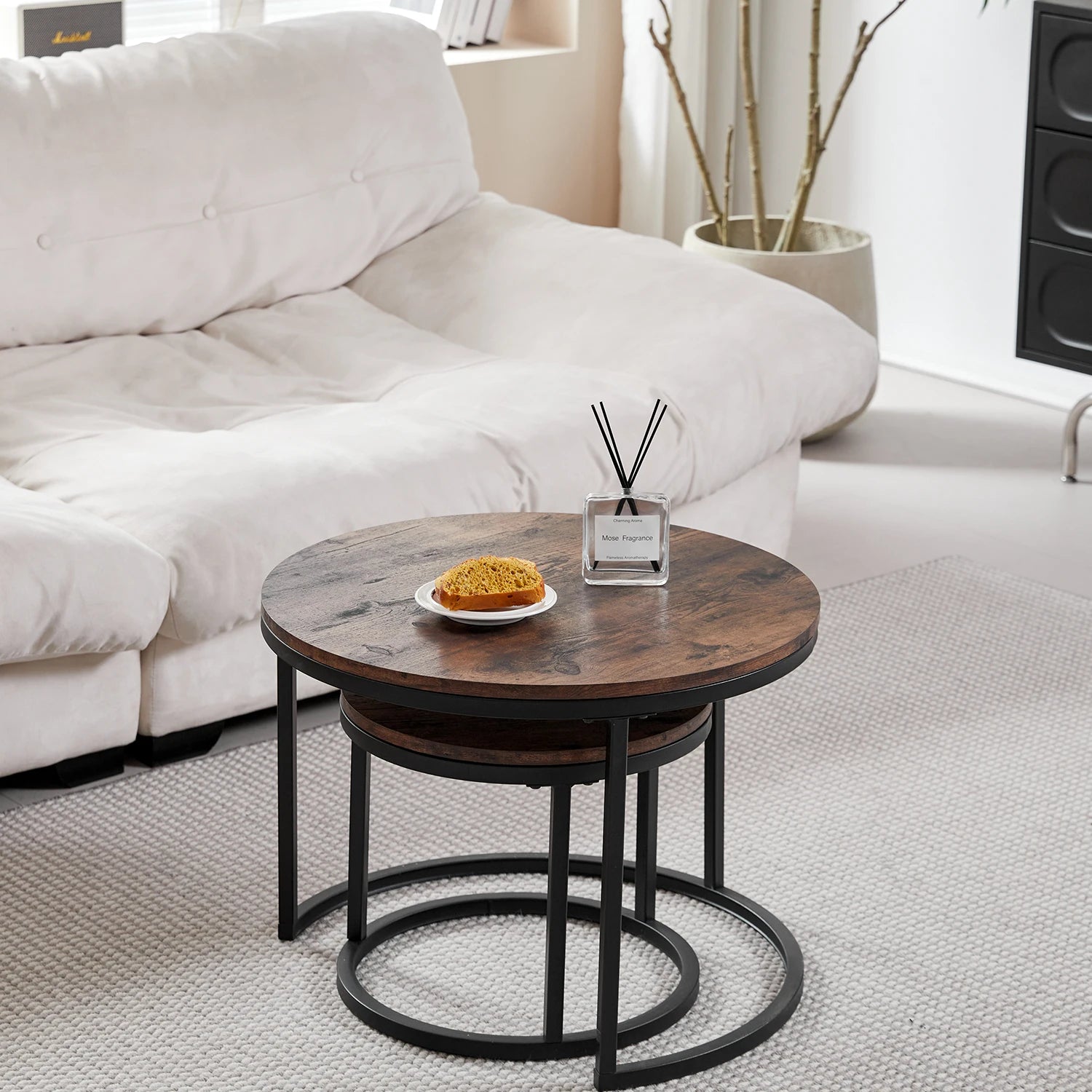 2-Piece Nordic Nesting Coffee Table Set – Modern Minimalist Living Room Tables