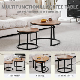 2-Piece Nordic Nesting Coffee Table Set – Modern Minimalist Living Room Tables