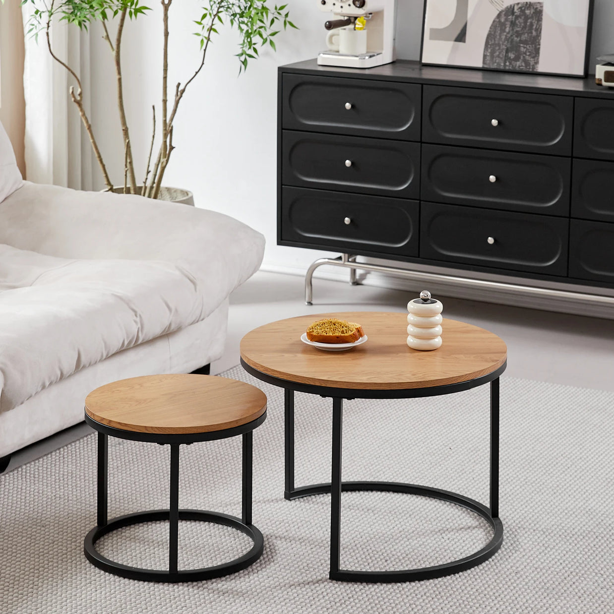 2-Piece Nordic Nesting Coffee Table Set – Modern Minimalist Living Room Tables