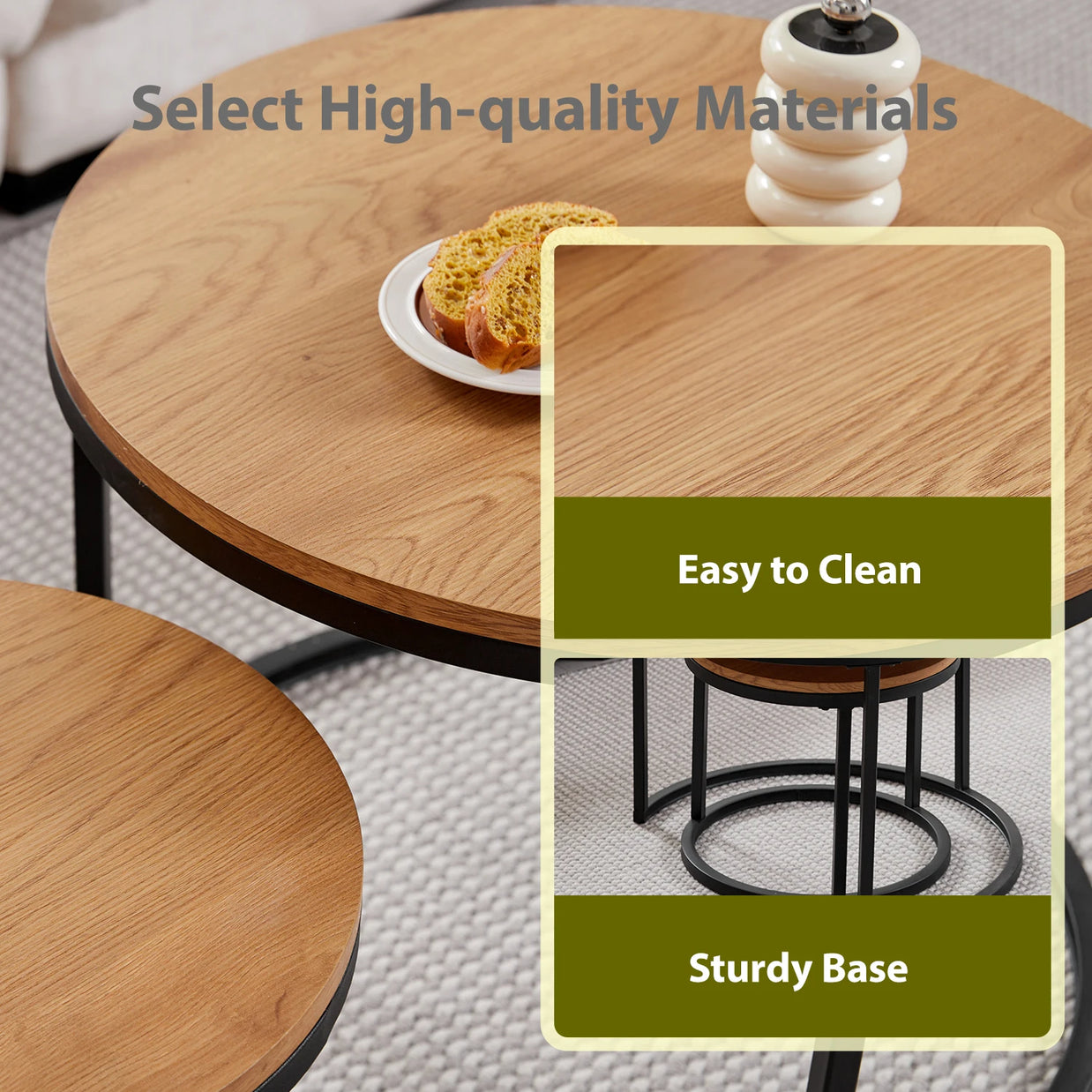 2-Piece Nordic Nesting Coffee Table Set – Modern Minimalist Living Room Tables