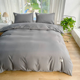 Soft Gray Duvet Cover – Brushed Polyester Bedding for Home (No Pillowcase)