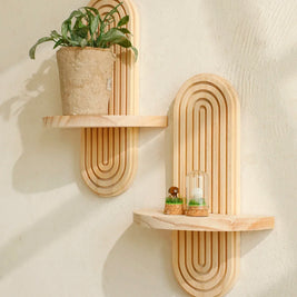 Boho Wooden Wall Shelves – Modern Home Decor Storage Rack
