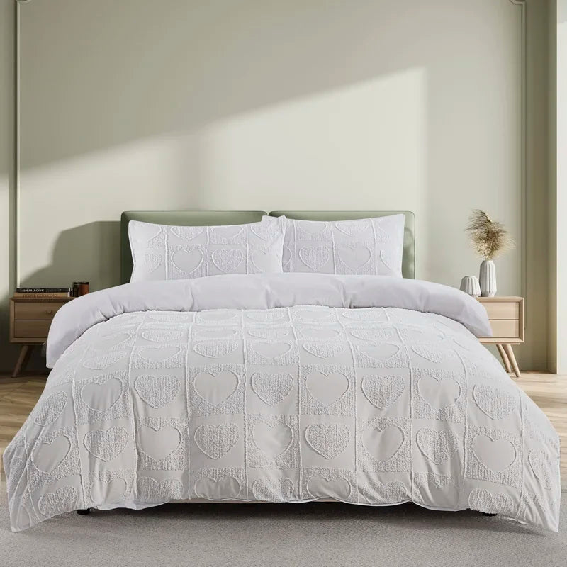 Tufted Boho Chic Duvet Cover Set – Soft Textured Microfiber Bedding (2/3 Piece, Multiple Sizes)