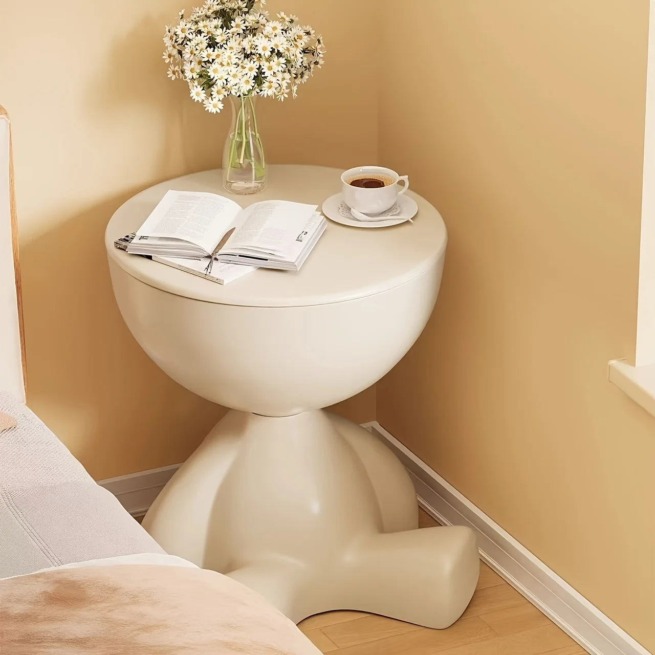 Mini Circular Bedside Table with Storage – Modern Home Furniture
