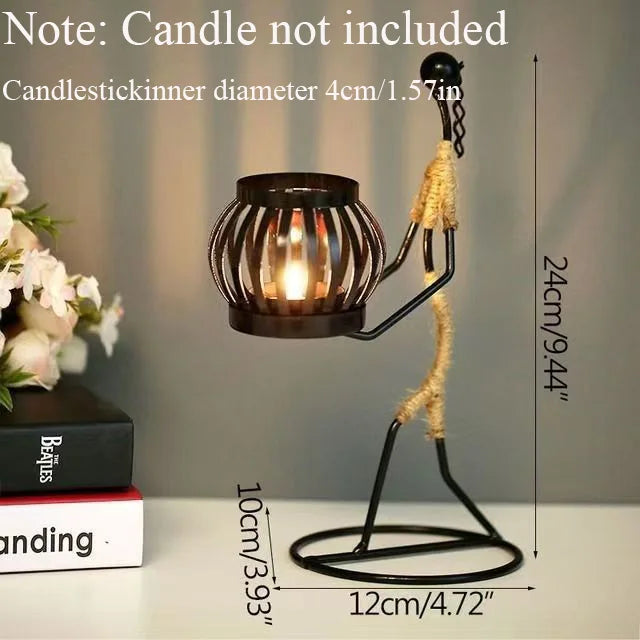 Nordic Abstract Metal Candle Holder – Handmade Character Sculpture Decor