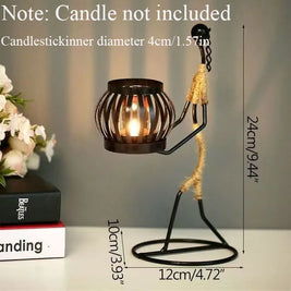 Nordic Abstract Metal Candle Holder – Handmade Character Sculpture Decor