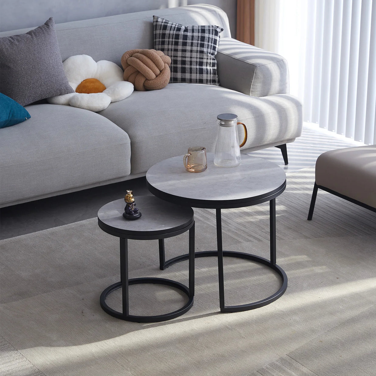 2-Piece Nordic Nesting Coffee Table Set – Modern Minimalist Living Room Tables