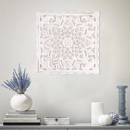 Hollow Carved Wooden Wall Panel – Floral Home Decor Ornament