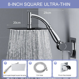 8-Inch Chrome Rain Shower Head – Water-Saving Spa Design