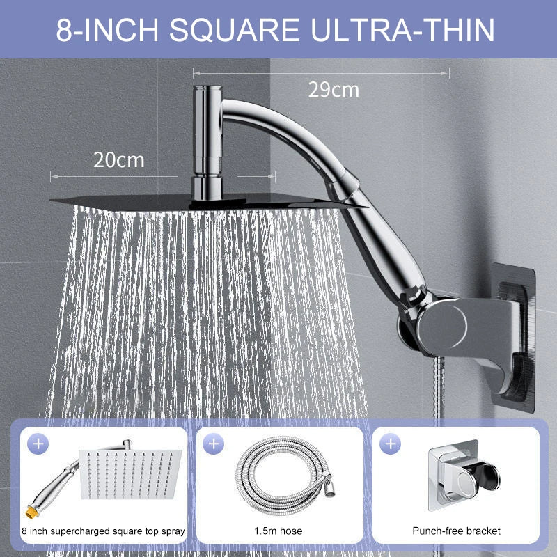 8-Inch Chrome Rain Shower Head – Water-Saving Spa Design
