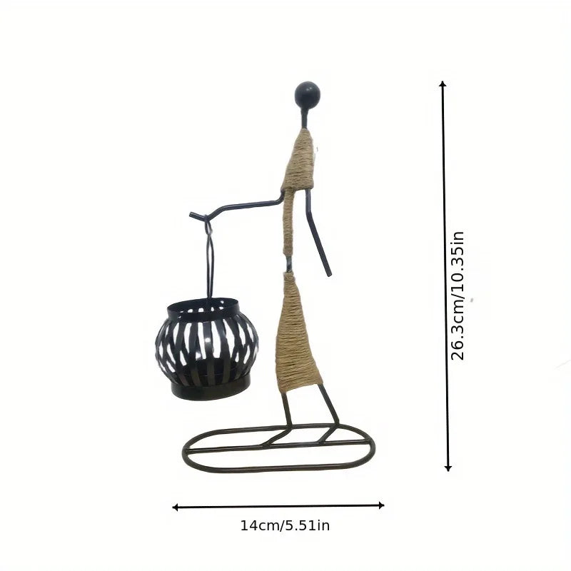 Nordic Abstract Metal Candle Holder – Handmade Character Sculpture Decor