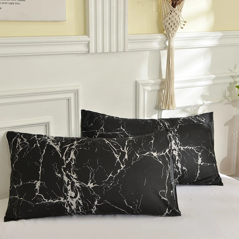 Black Marble Duvet Cover Set – Reactive Printed Polyester Bed Linen