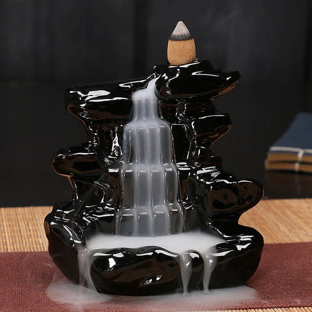 Ceramic Backflow Incense Burner – Zen Aromatherapy Decor for Home, Yoga, and Meditation