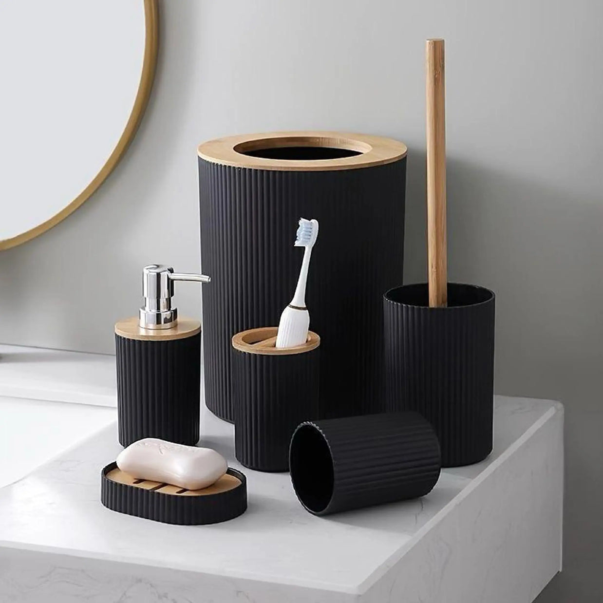 Modern 6-Piece Bathroom Accessories Set – Complete Organizer Kit