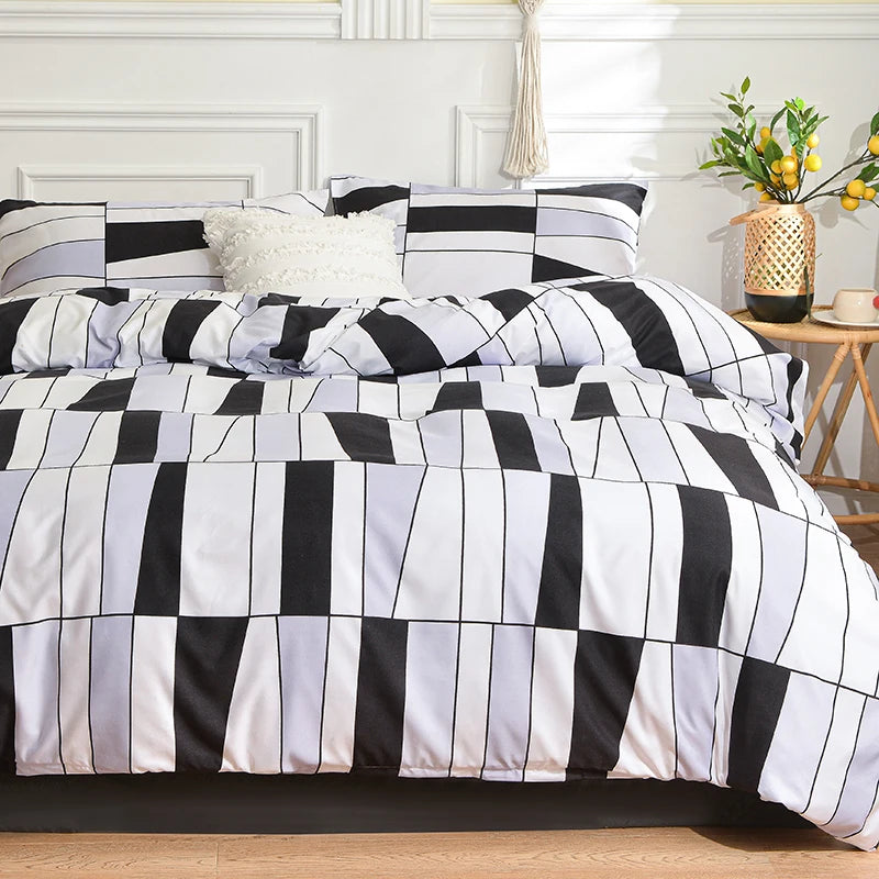 Black Marble Duvet Cover Set – Reactive Printed Polyester Bed Linen