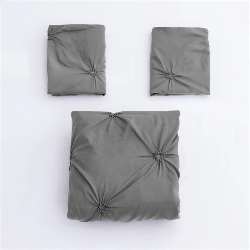 Gray Queen Comfort Set 3-Piece Duvet Cover & Pillowcases – Soft Polyester Bedding Without Comforter