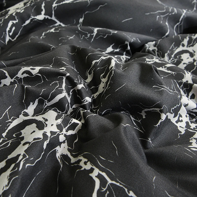 Black Marble Duvet Cover Set – Reactive Printed Polyester Bed Linen