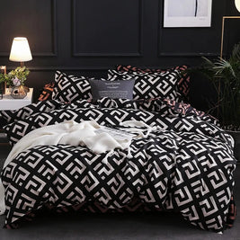 Classic Black Bed Linen Set – Smooth Microfiber Duvet Cover with Pillow Shams, All Sizes