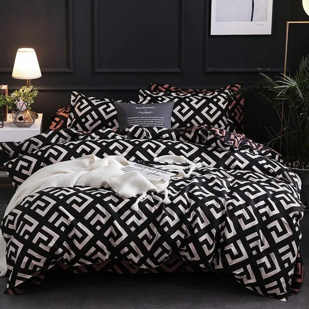 Classic Black Bed Linen Set – Smooth Microfiber Duvet Cover with Pillow Shams, All Sizes