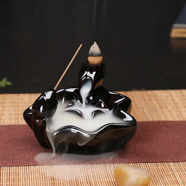 Ceramic Backflow Incense Burner – Zen Aromatherapy Decor for Home, Yoga, and Meditation