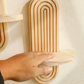 Boho Wooden Wall Shelves – Modern Home Decor Storage Rack