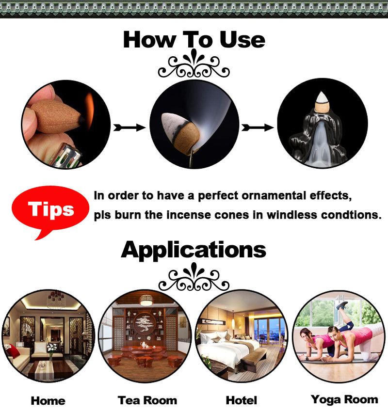 Ceramic Backflow Incense Burner – Zen Aromatherapy Decor for Home, Yoga, and Meditation