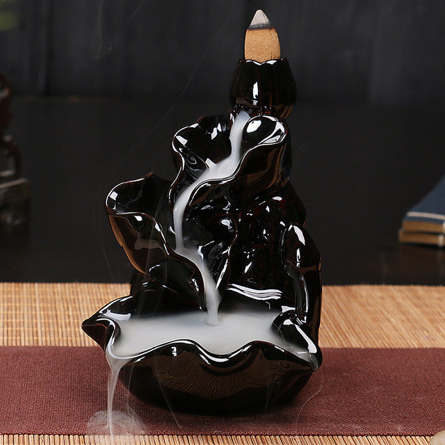 Ceramic Backflow Incense Burner – Zen Aromatherapy Decor for Home, Yoga, and Meditation