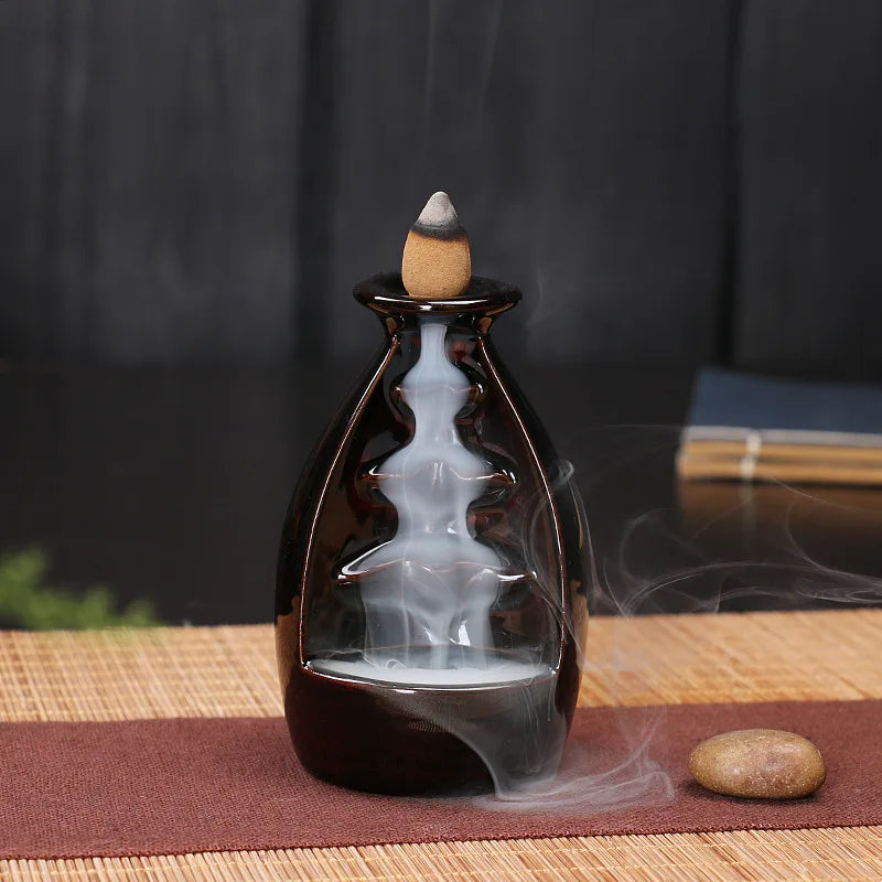 Ceramic Backflow Incense Burner – Zen Aromatherapy Decor for Home, Yoga, and Meditation