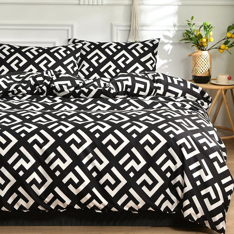 Black Marble Duvet Cover Set – Reactive Printed Polyester Bed Linen