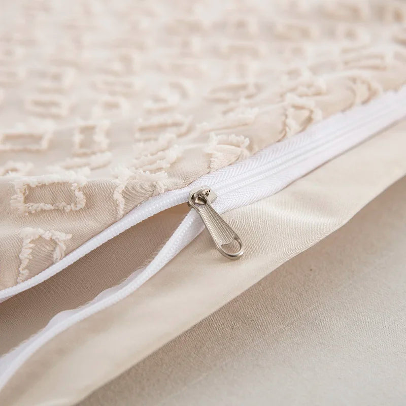 Tufted Boho Chic Duvet Cover Set – Soft Textured Microfiber Bedding (2/3 Piece, Multiple Sizes)