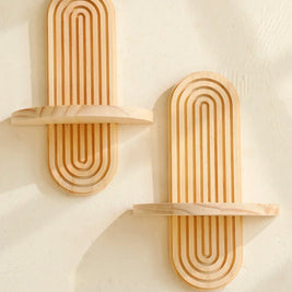 Boho Wooden Wall Shelves – Modern Home Decor Storage Rack