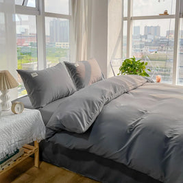 Soft Gray Duvet Cover – Brushed Polyester Bedding for Home (No Pillowcase)