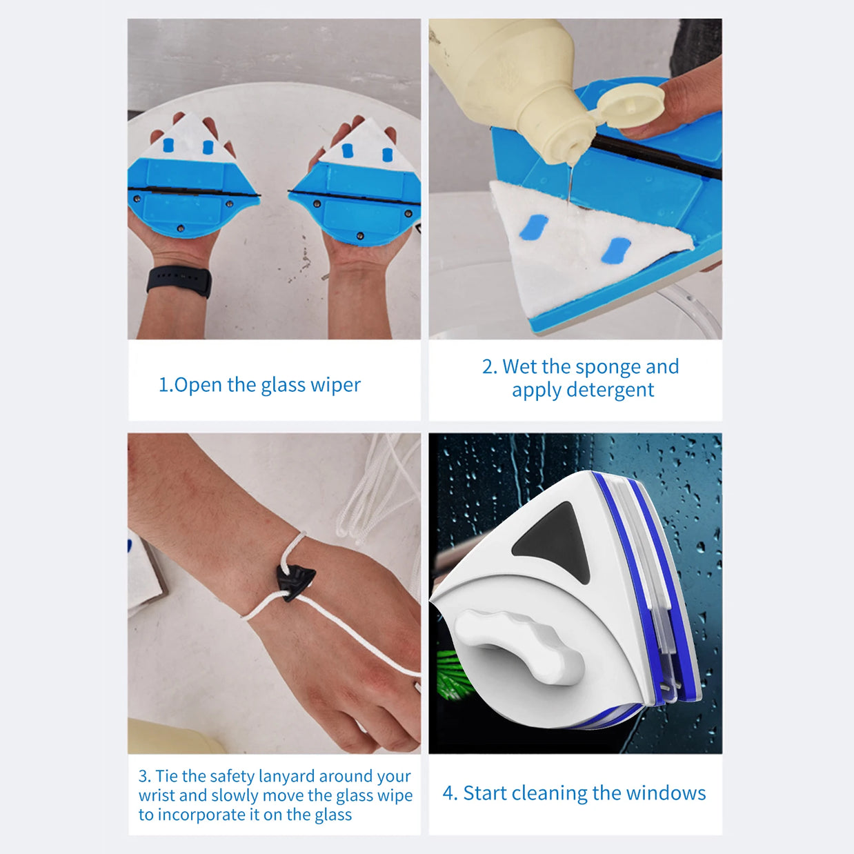 Magnetic Window Cleaner – Double-Sided Glass Wiper with Auto Water Discharge