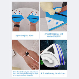 Magnetic Window Cleaner – Double-Sided Glass Wiper with Auto Water Discharge