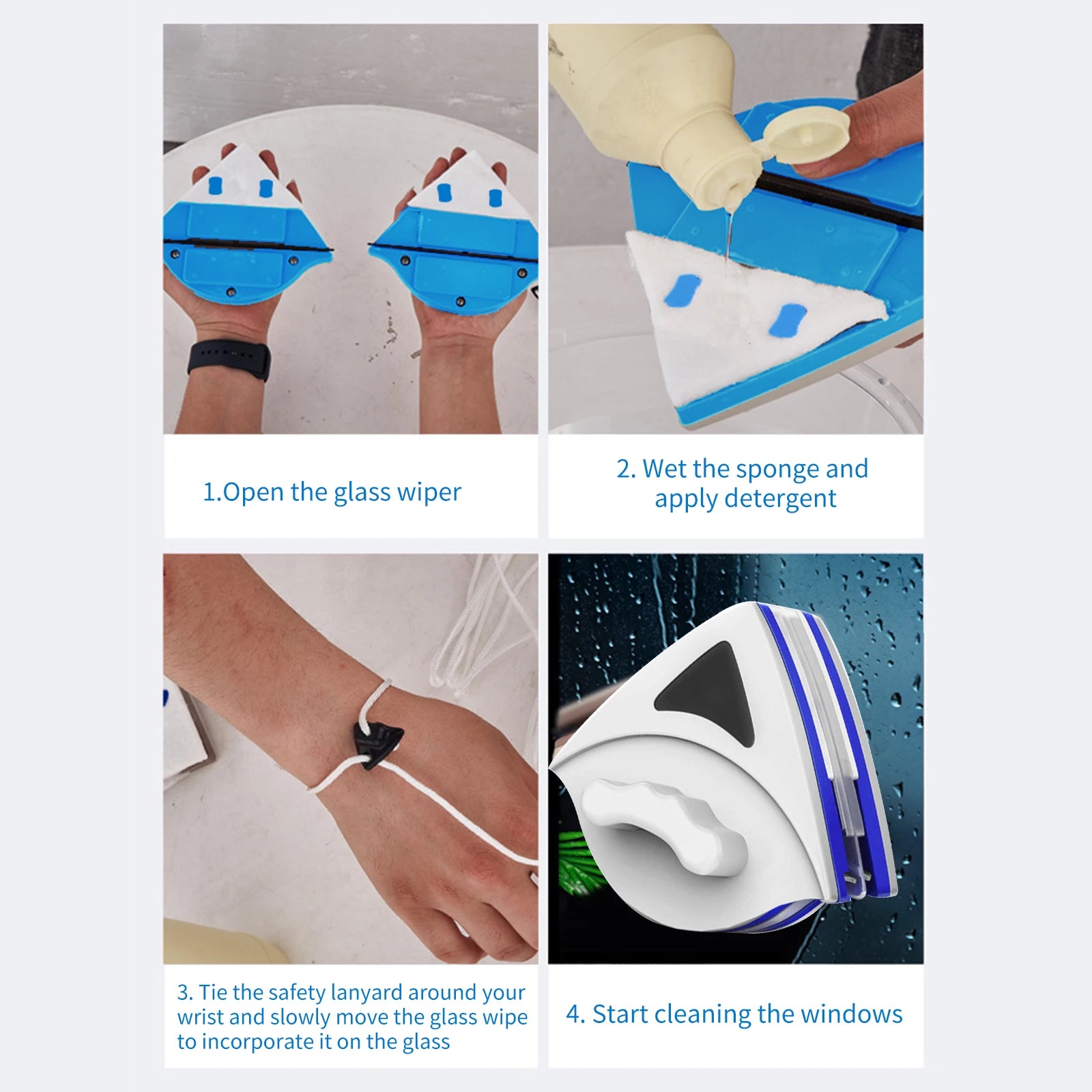 Magnetic Window Cleaner – Double-Sided Glass Wiper with Auto Water Discharge