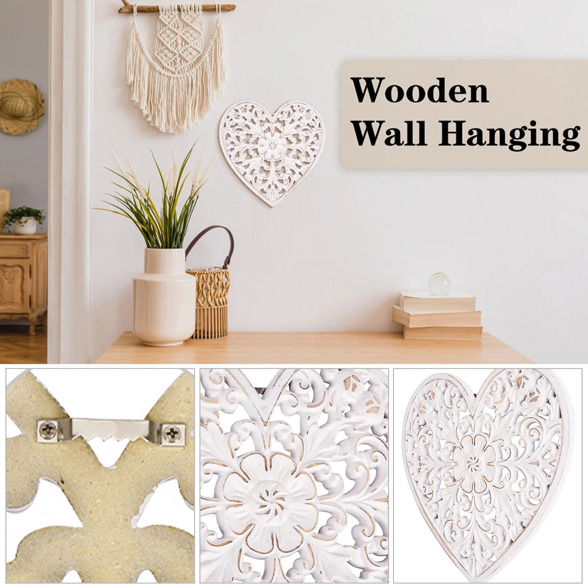 Hollow Carved Wooden Wall Panel – Floral Home Decor Ornament