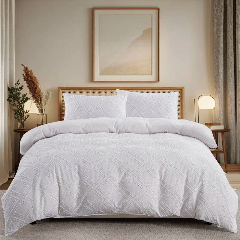 Tufted Boho Chic Duvet Cover Set – Soft Textured Microfiber Bedding (2/3 Piece, Multiple Sizes)