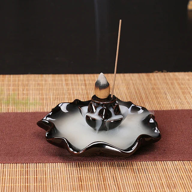 Ceramic Backflow Incense Burner – Zen Aromatherapy Decor for Home, Yoga, and Meditation