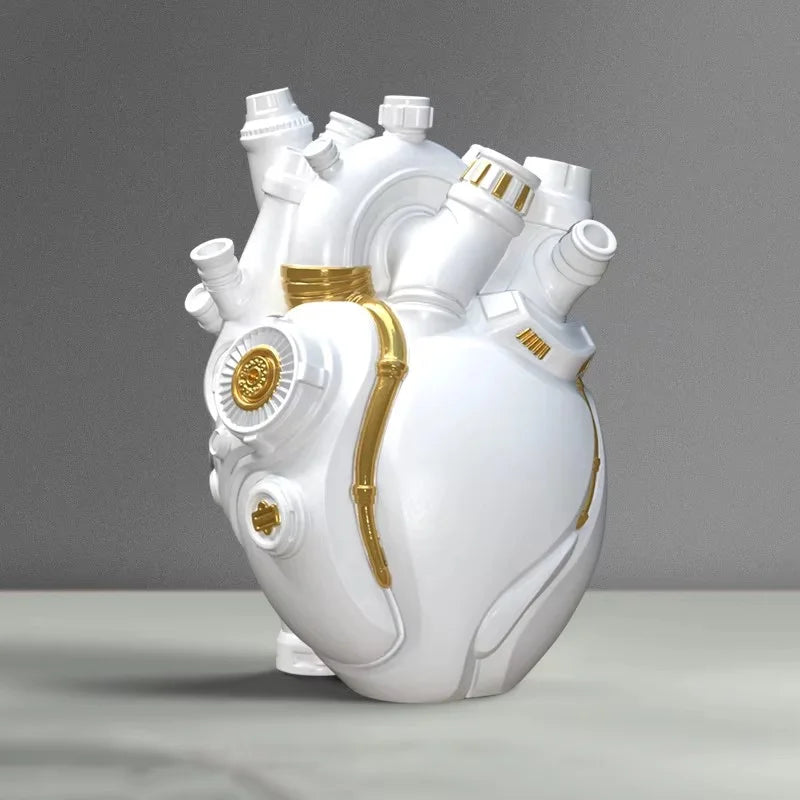 Mechanical Heart Resin Vase – Unique Home Desktop Decoration