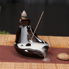 Ceramic Backflow Incense Burner – Zen Aromatherapy Decor for Home, Yoga, and Meditation