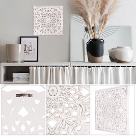 Hollow Carved Wooden Wall Panel – Floral Home Decor Ornament