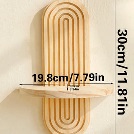 Boho Wooden Wall Shelves – Modern Home Decor Storage Rack