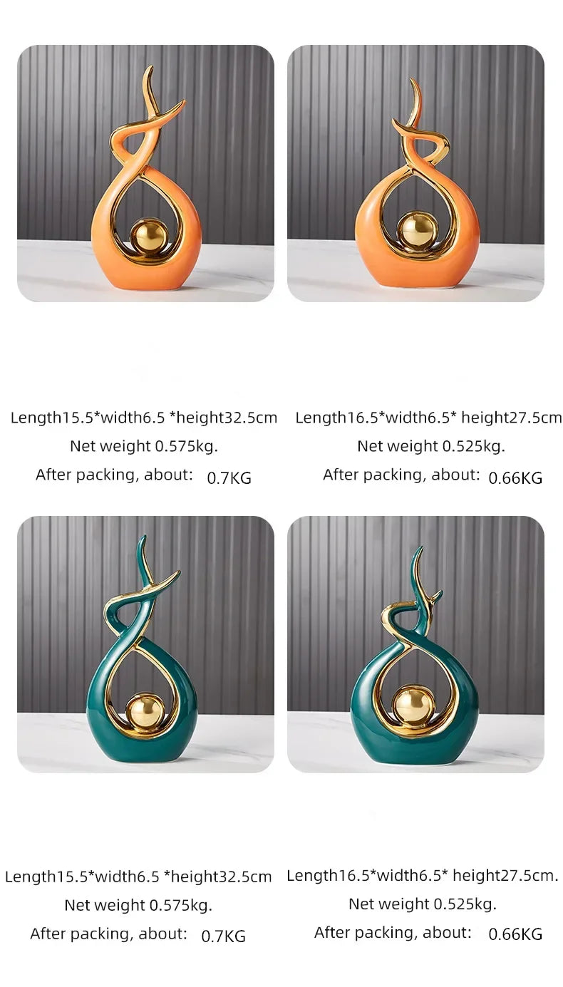 Nordic Ceramic Figurine – Feng Shui Home Decoration Statue